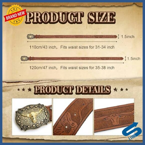 Western Cowboy Hat & Leather Belt Set - Suede & Leather - Unisex - Picture 4 of 8